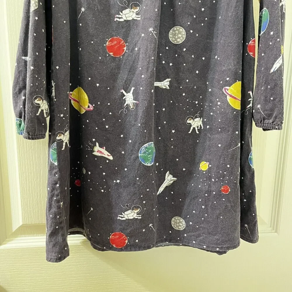 Mini Boden Sprout in Space Tunic Dress Space Dogs Planets Girls Size 5-6